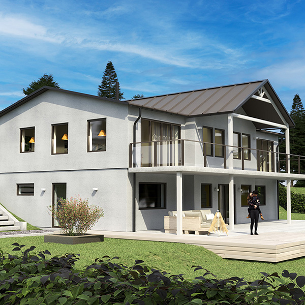 Murt og pusset sokkeletasjehus